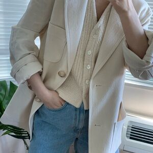 Sienne Cream Tailored Blazer Jacket - Women